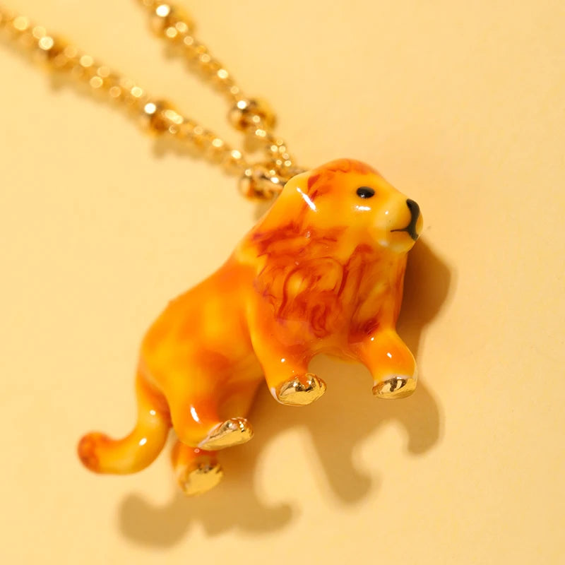 Enamel Lion Necklace