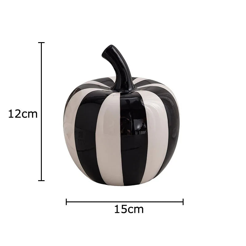 Black and White Striped Fruit Sculpture