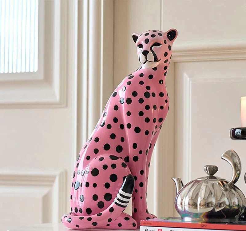Pink Leopard Sculpture