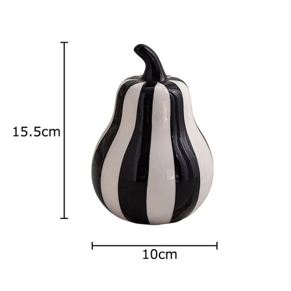 Black and White Striped Fruit Sculpture