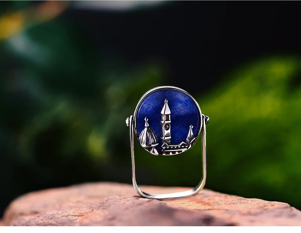 Sterling Silver Aventurine Cathedral Ring