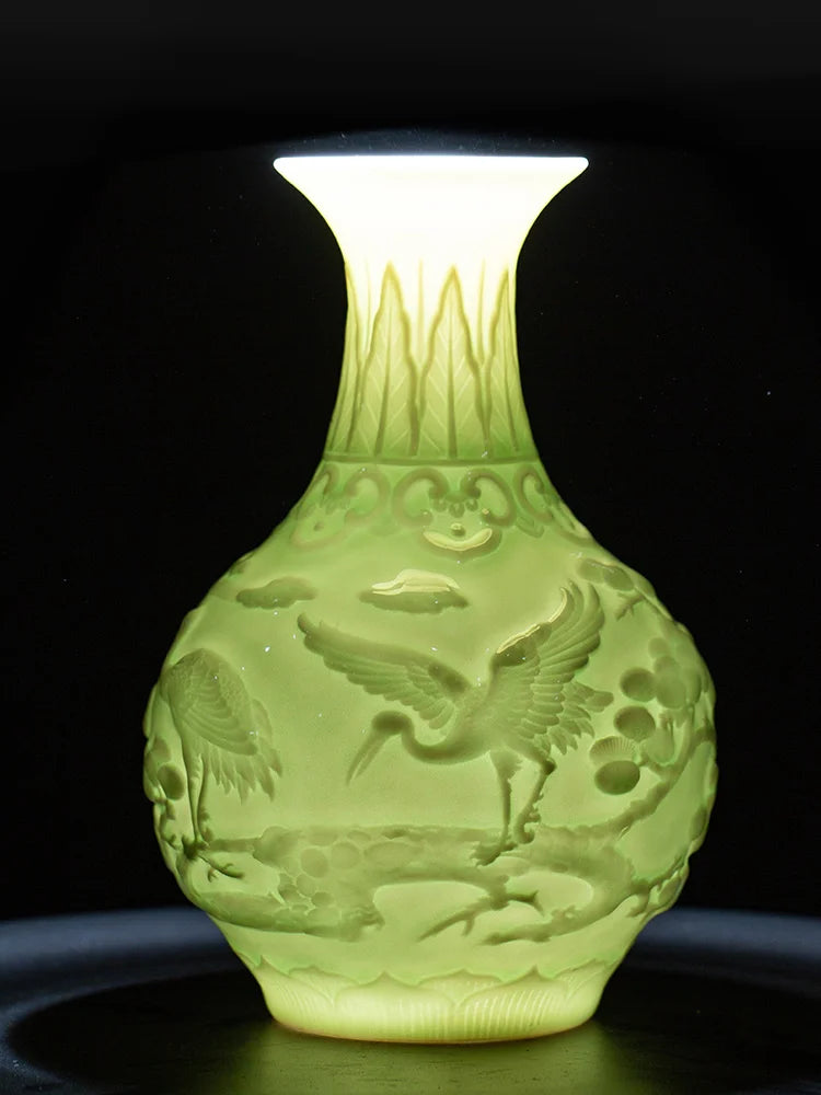 Ceramic Patterned Green Vase
