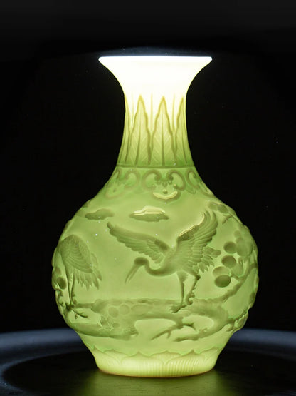 Ceramic Patterned Green Vase