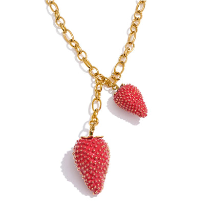 Gold Plated Strawberries Necklace
