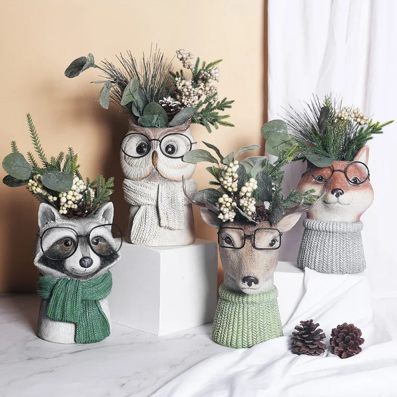 Animal Wearing Glasses Plant Pot