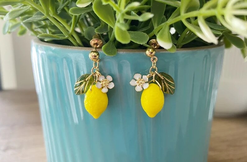 Czech Bead Lemon Drop Earrings - Floral Fawna