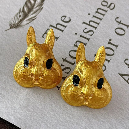 Statement Gold Bunny Earrings - Floral Fawna