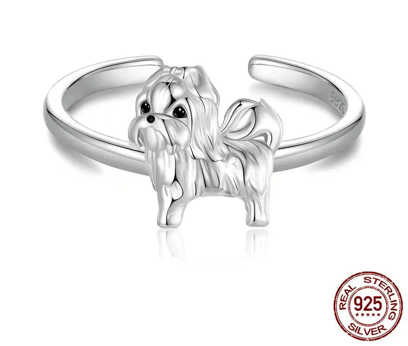 Sterling Silver Shih Tzu Ring