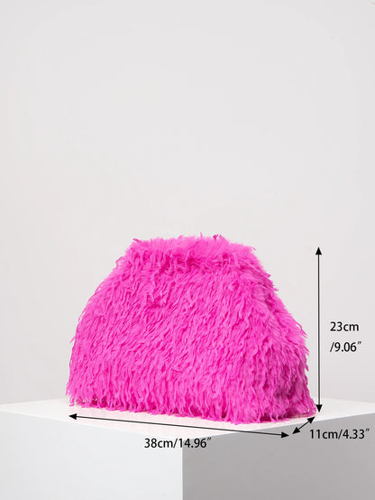 Oversized Faux Feather Clutch Bag