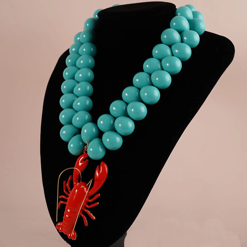 Statement Beaded Lobster Necklace