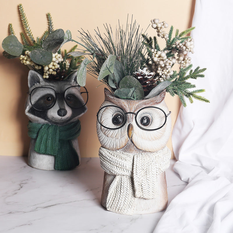 Animal Wearing Glasses Plant Pot