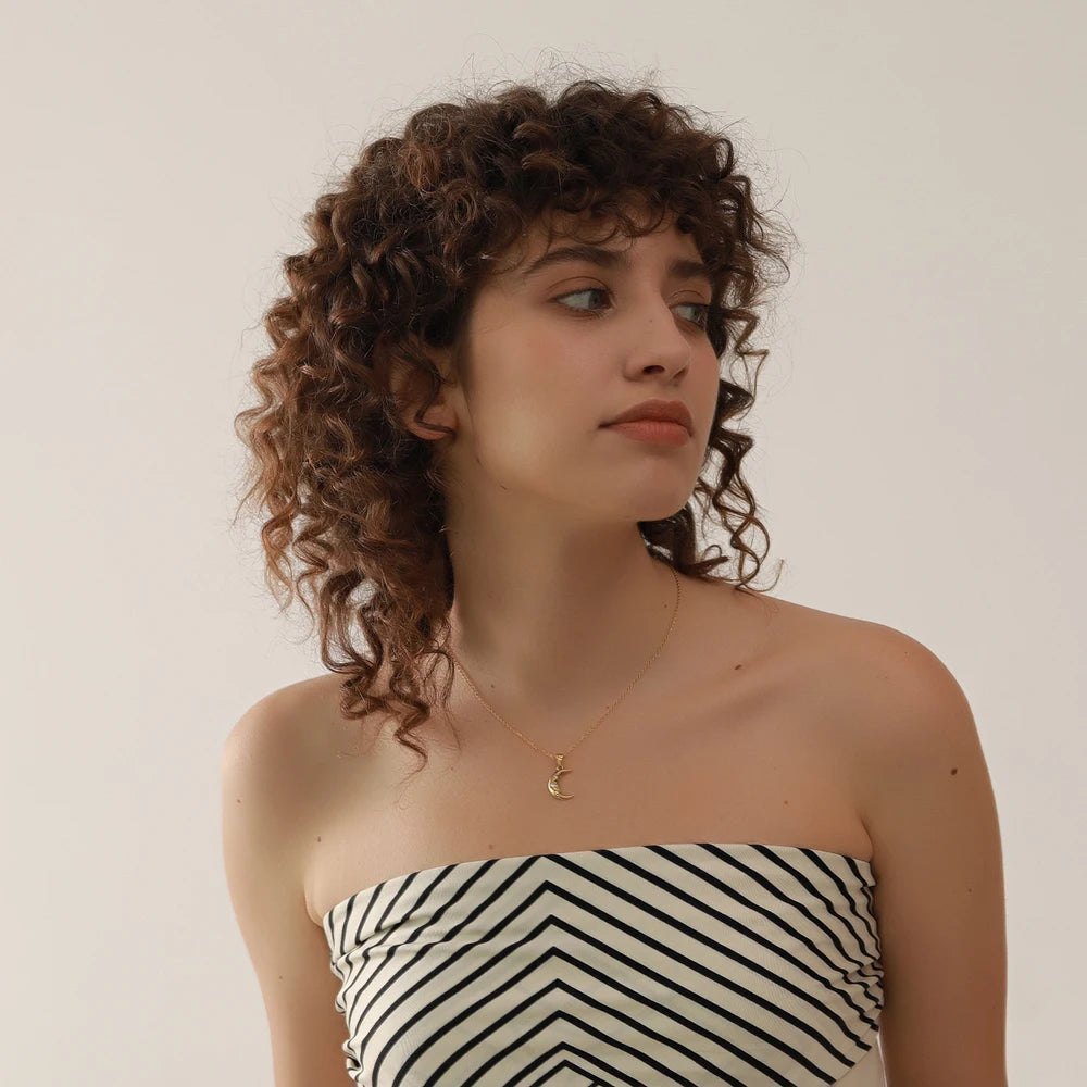 Crescent Moon & Star Necklace - Floral Fawna