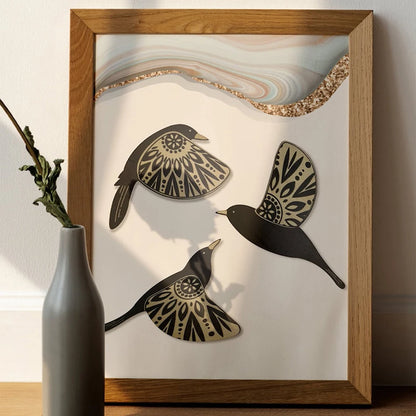 Wooden Bird Wall Art Set