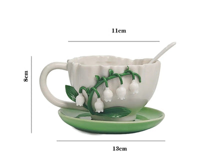 Ceramic Lily of The Valley Mug &amp; Saucer