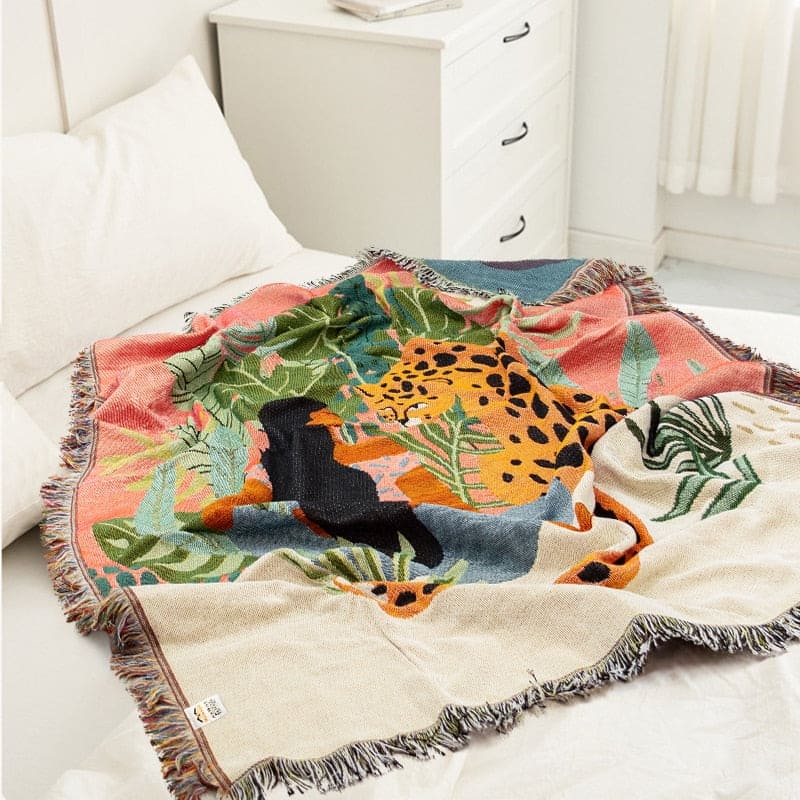 Abstract Leopard Jungle Throw - Floral Fawna