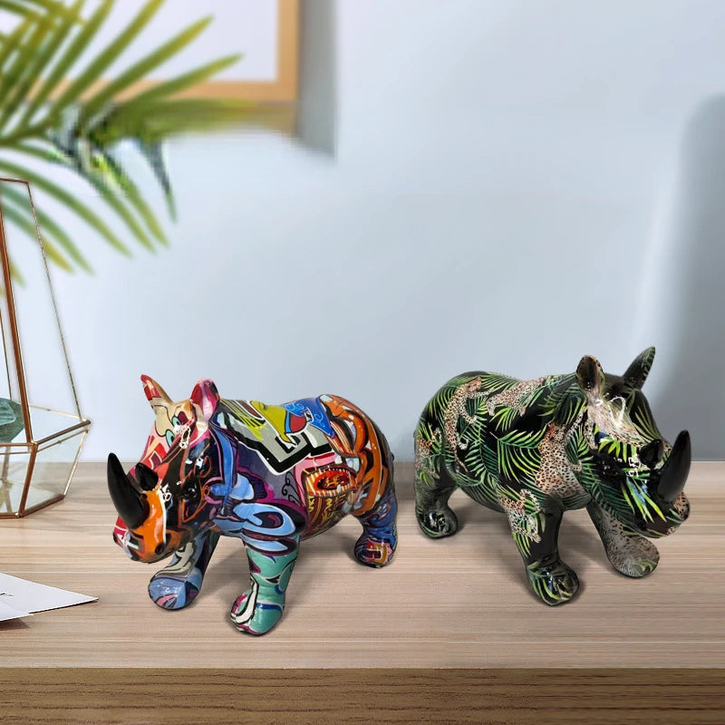 Abstract Rhino Sculpture - Floral Fawna