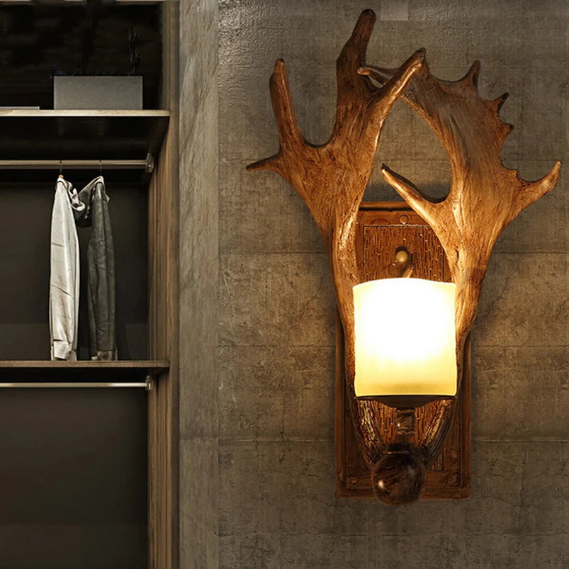Rustic Antler Wall Sconce - Floral Fawna