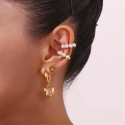 18K Gold Plated Pearl Ear Clips