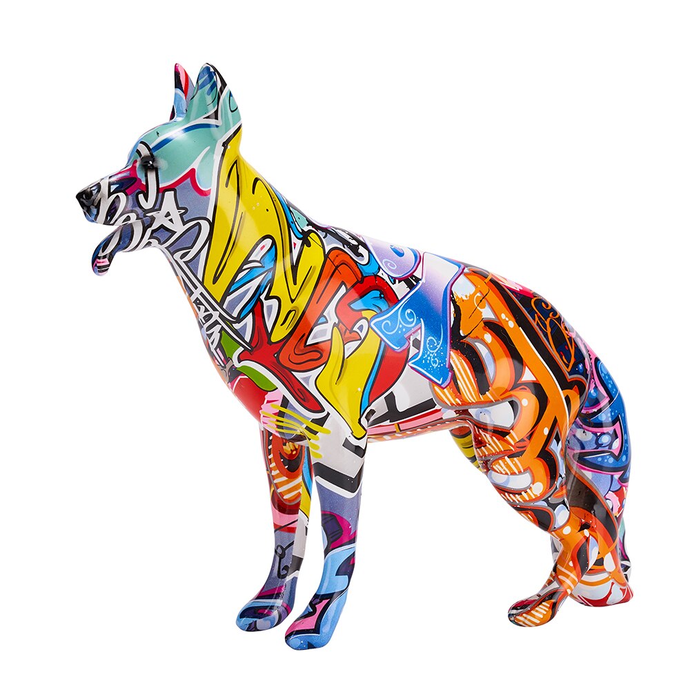 Abstract German Shepherd Statue - Floral Fawna