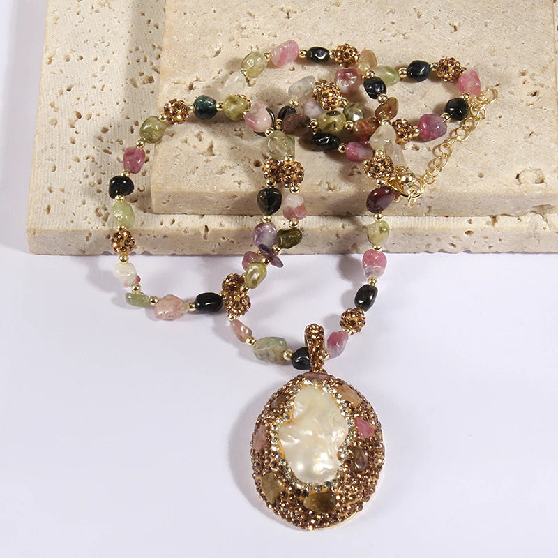 Baroque Chip Stone Necklace - Floral Fawna