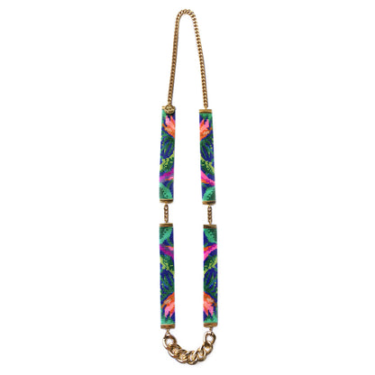 Floral Jungle Print Beaded Necklace