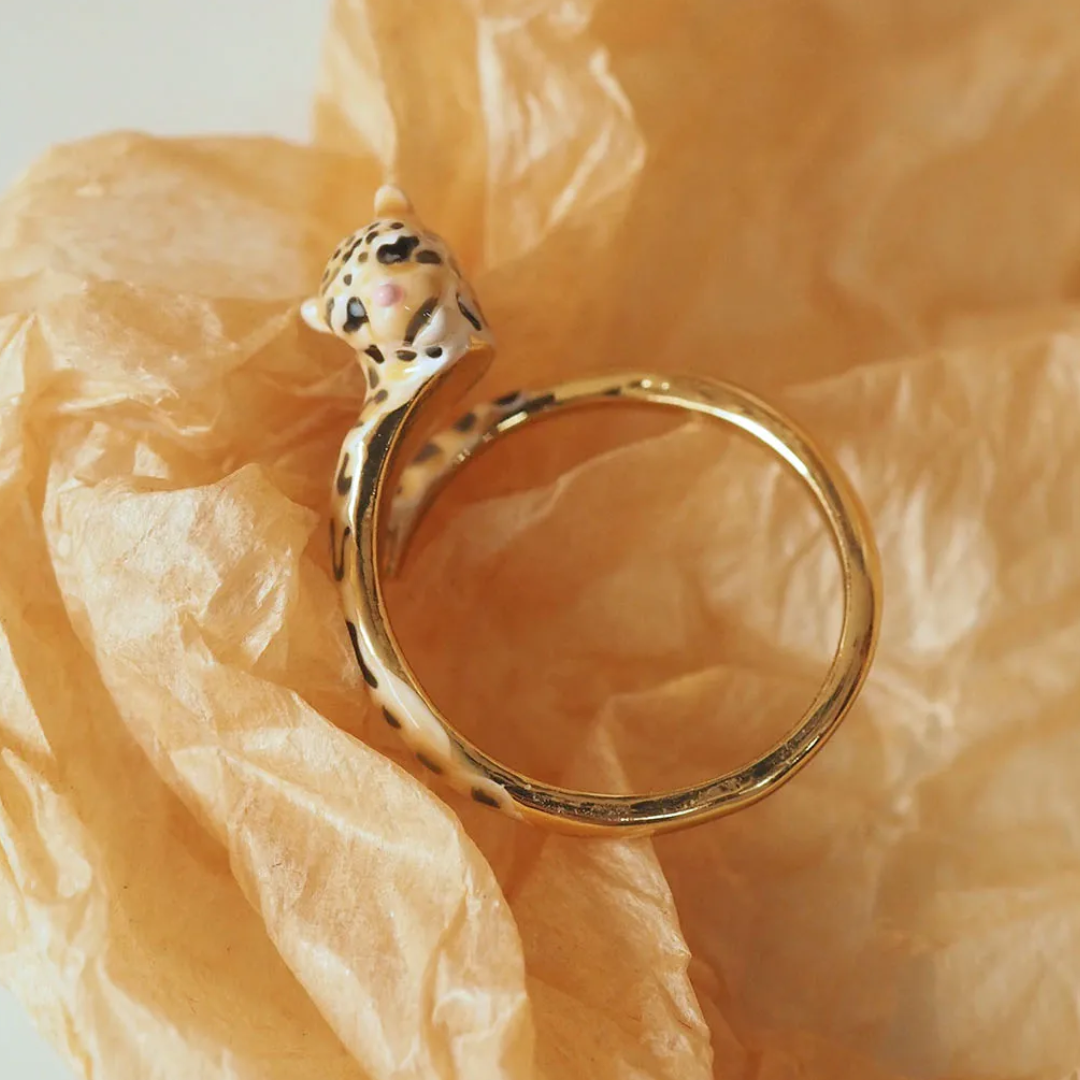 Enamel Leopard Open Ring