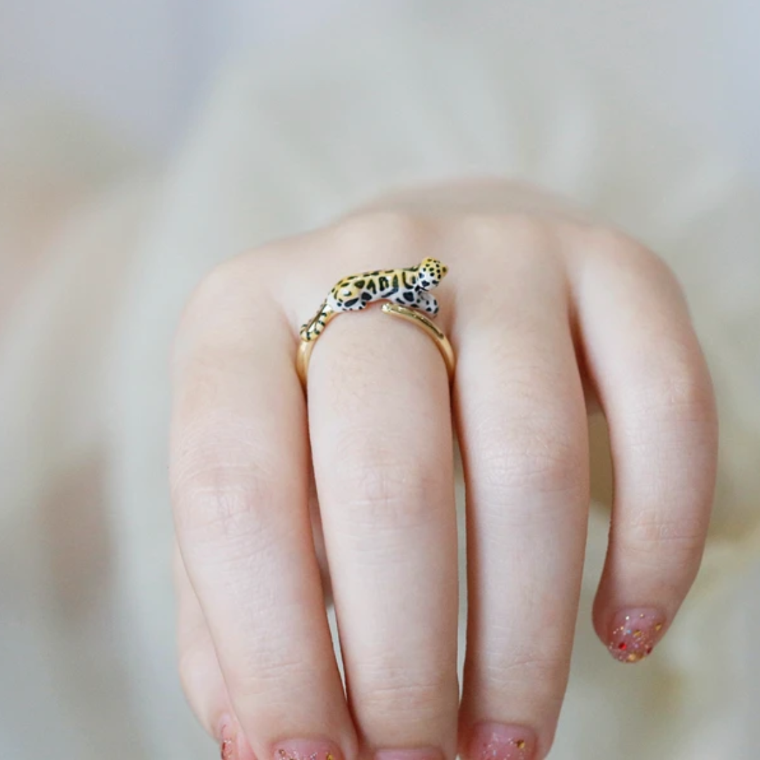 Enamel Leopard Open Ring