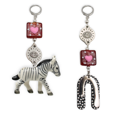 Abstract Zebra Dangle Earrings