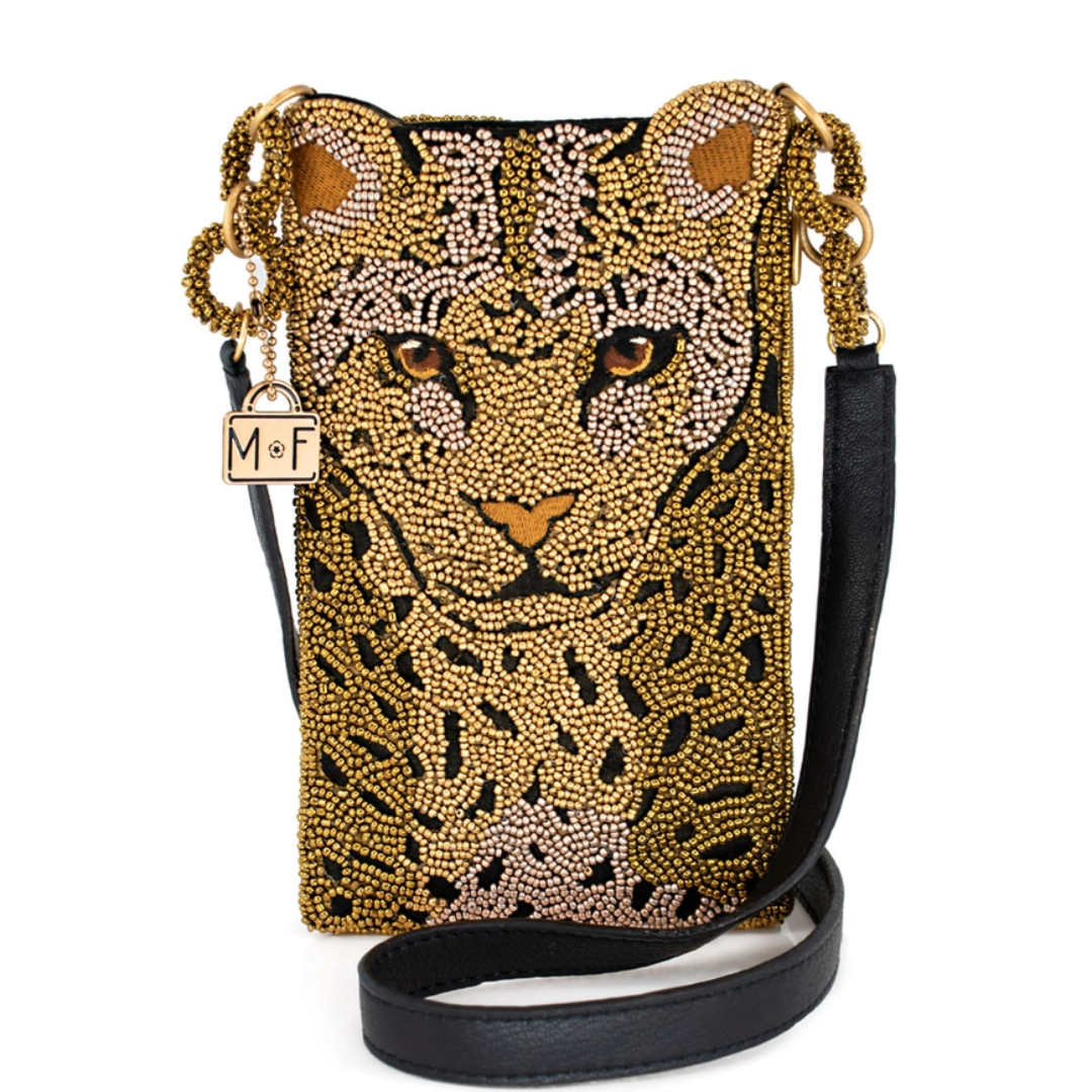 Beaded Leopard Crossbody Bag