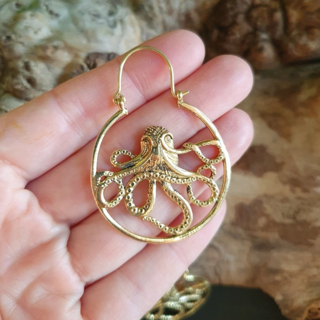Gold Octopus Earrings