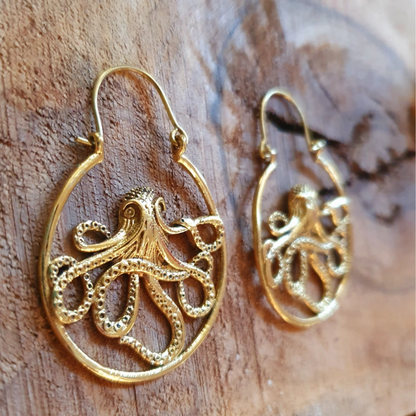 Gold Octopus Earrings
