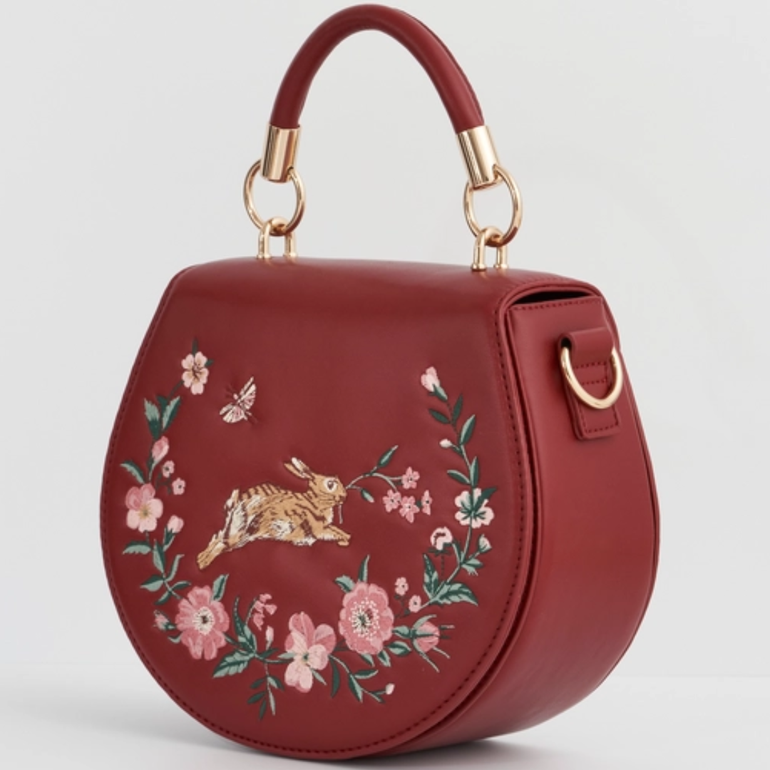 Running Bunny Burgundy Saddle Purse