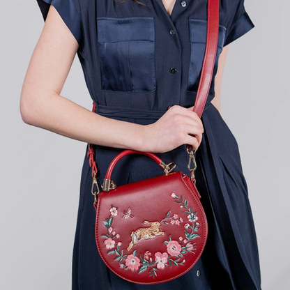 Running Bunny Burgundy Saddle Purse