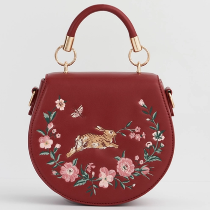 Running Bunny Burgundy Saddle Purse