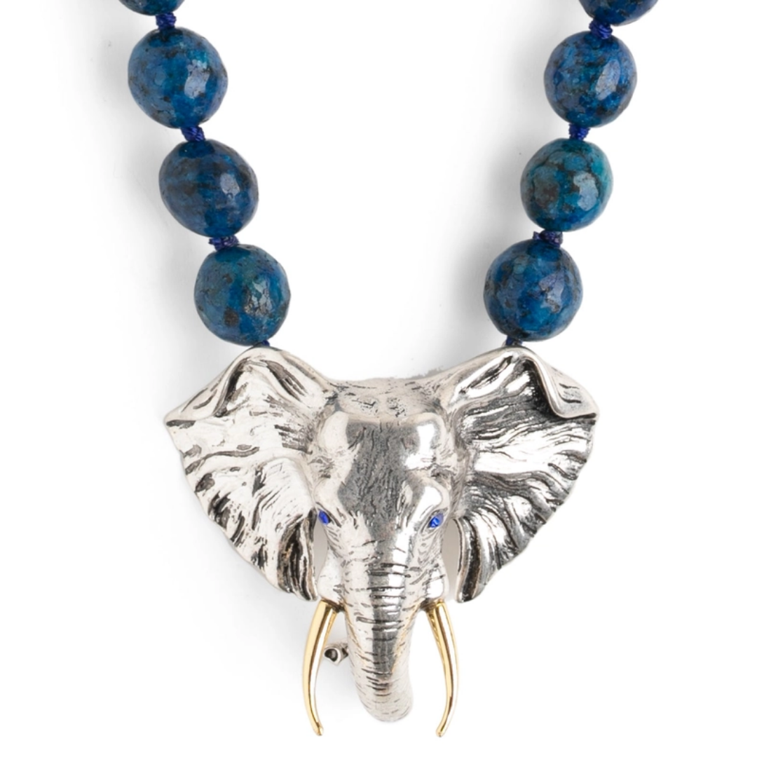 Elephant Head and Lapis Statement Necklace