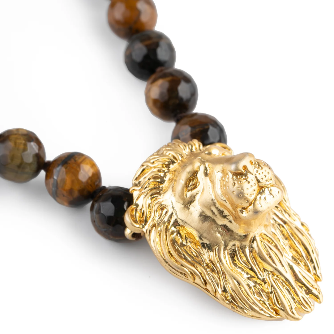 Lion Head and Tigers Eye Statement Necklace