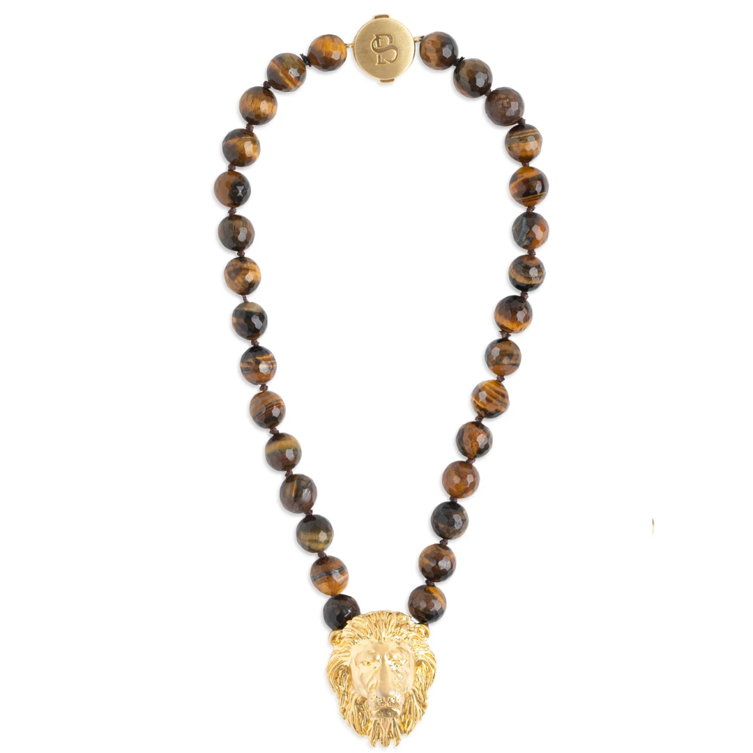 Lion Head and Tigers Eye Statement Necklace