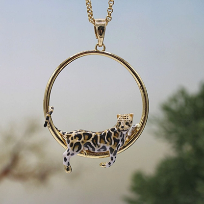 Leopard Hoop Necklace