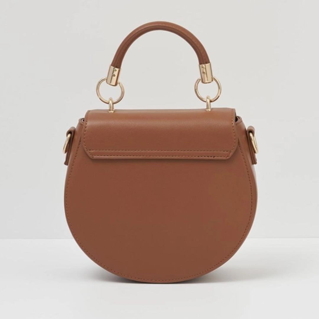 Fox &amp; Pumpkin Embroidered Tan Saddle Purse