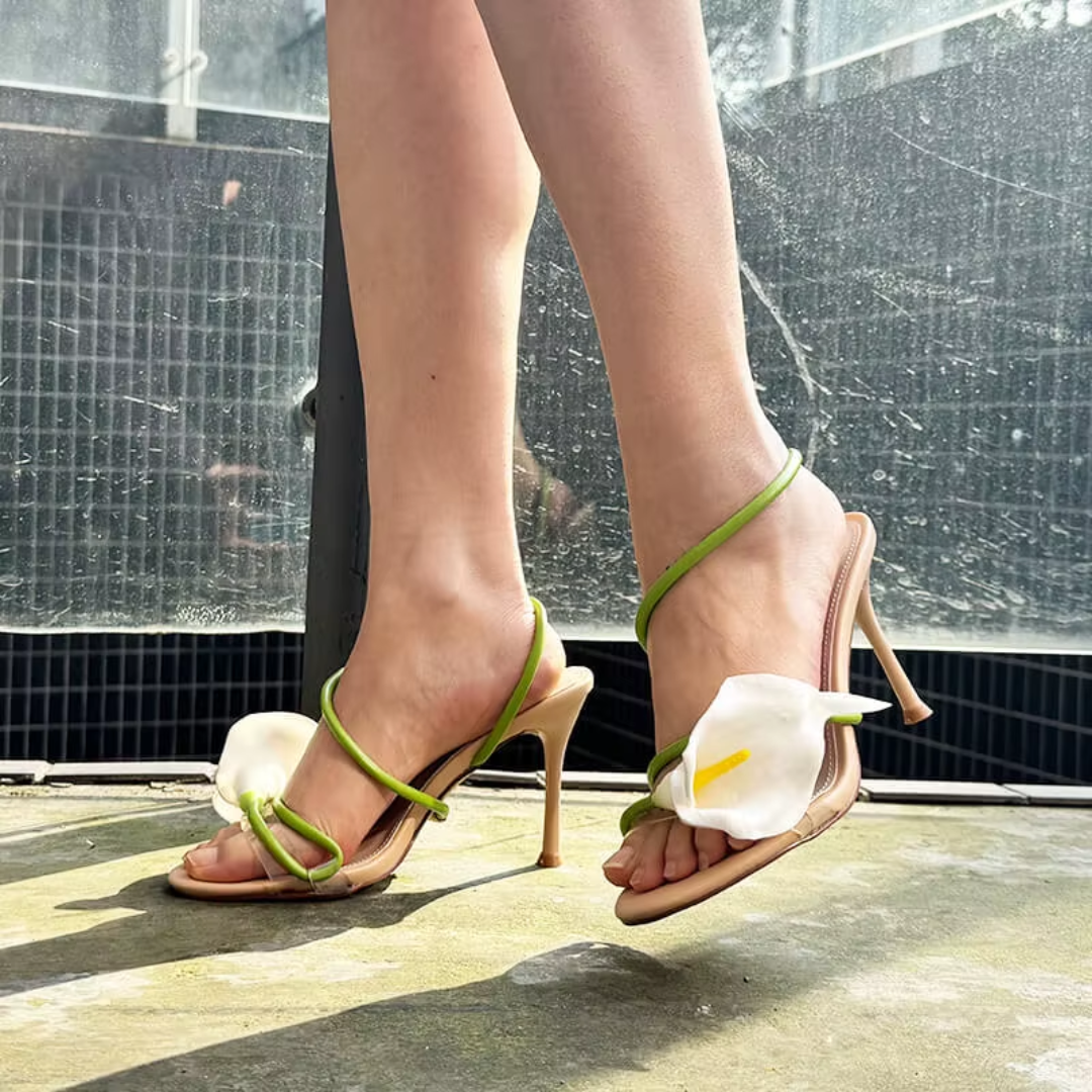 Open Toe Flower Petal Heels