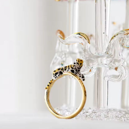 Enamel Leopard Open Ring