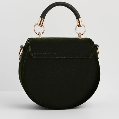 Sunflower Green Velvet Embroidered Top Handle Bag