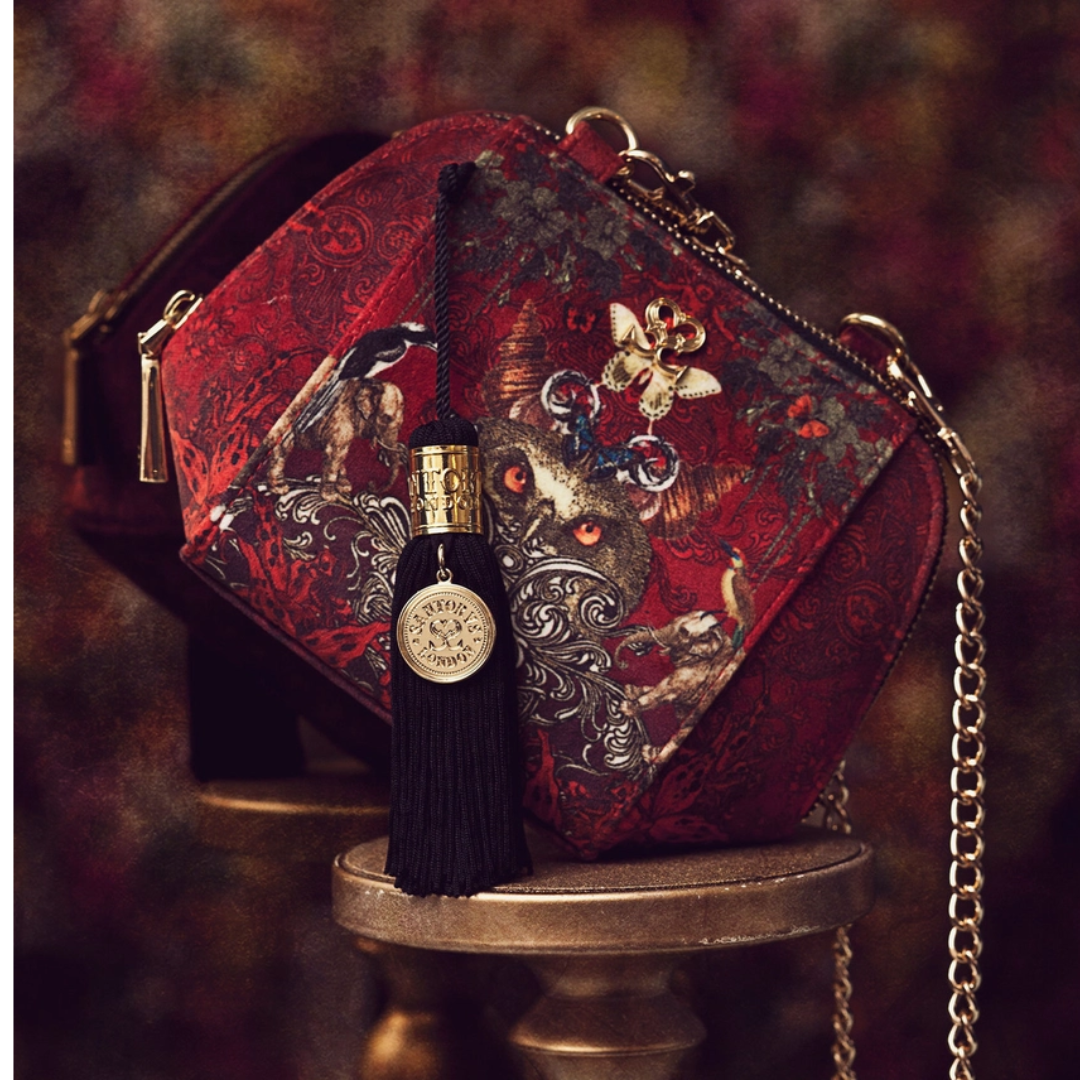 Colonial Ceylon Red Velvet Crossbody Bag