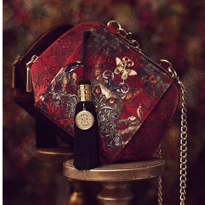 Colonial Ceylon Red Velvet Crossbody Bag