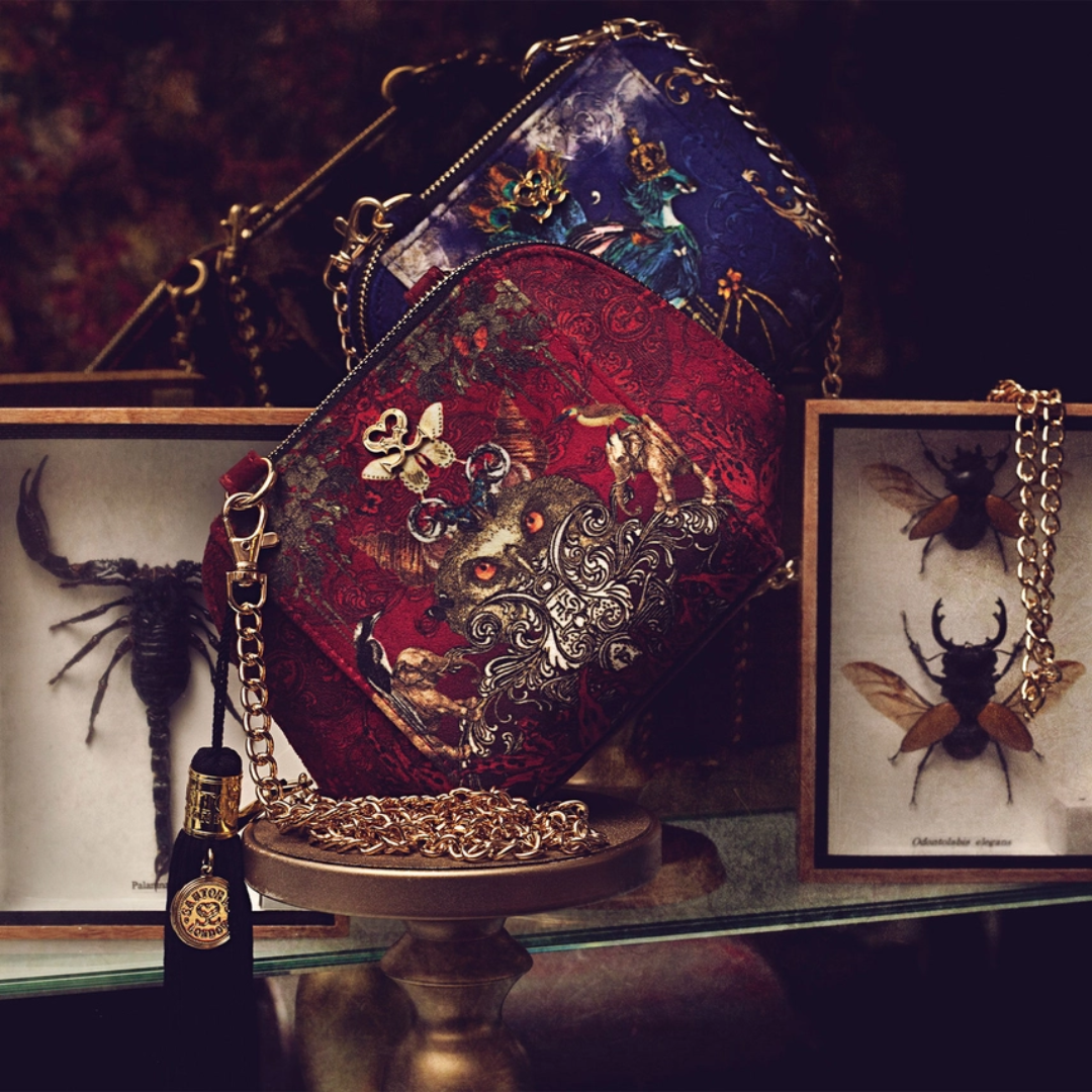 Colonial Ceylon Red Velvet Crossbody Bag