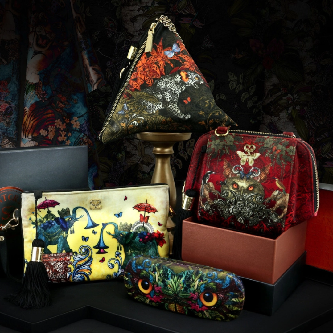 Colonial Ceylon Red Velvet Crossbody Bag