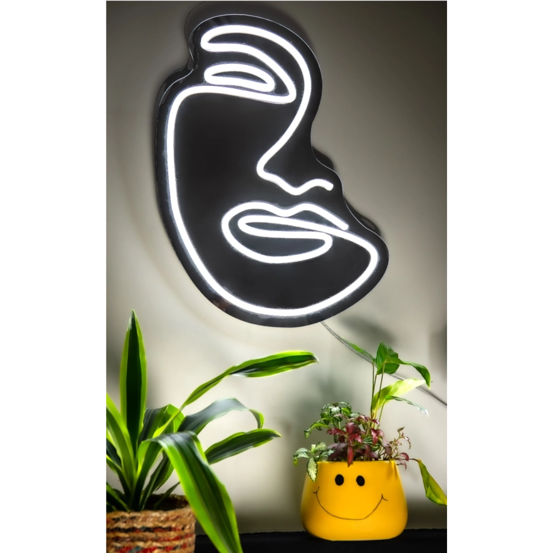 Abstract Face Neon Wall Mirror