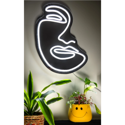 Abstract Face Neon Wall Mirror