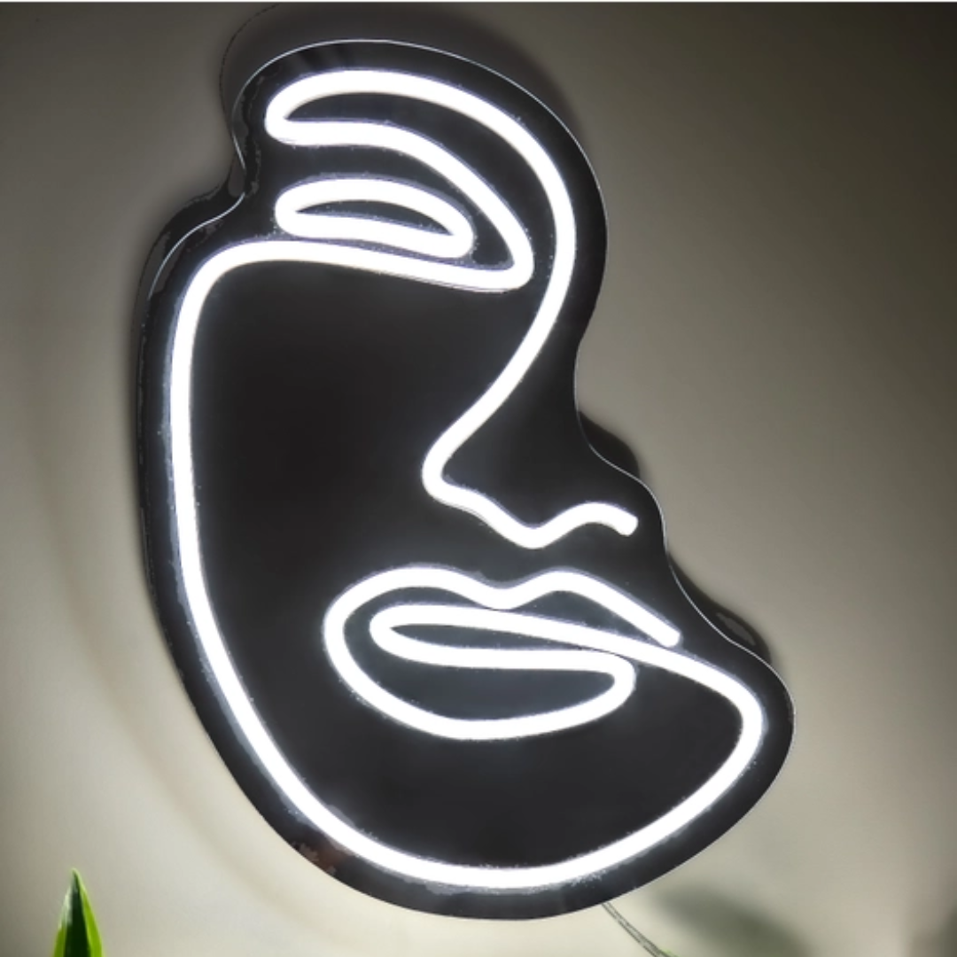 Abstract Face Neon Wall Mirror