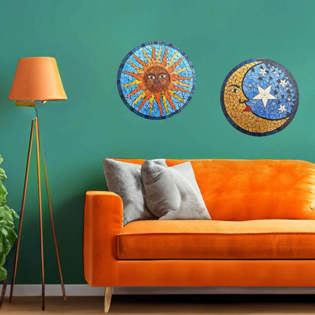 Glass Sun Mosaic Wall Hanging